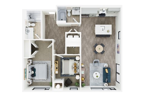 Floor plan for 2 beds, 2 baths, 1015 sqft